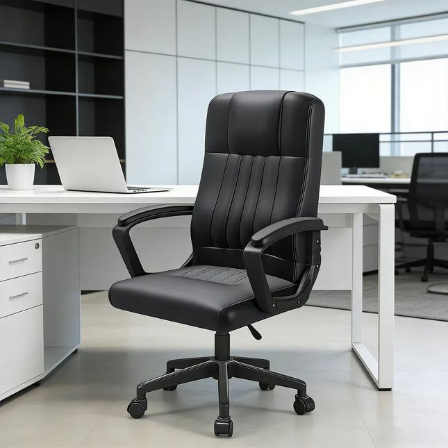 Swivel Office Chair Adjustable Height Padded Seat Computer Chair With Wheels