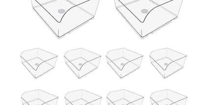 10PCS Clear Plastic Storage Box Set Food Supermarket Display Organizer Container - L