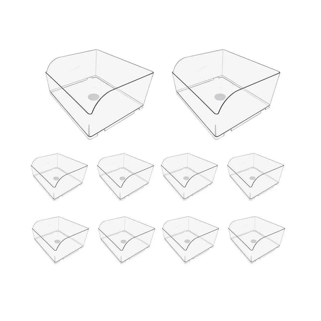 10PCS Clear Plastic Storage Box Set Food Supermarket Display Organizer Container - L