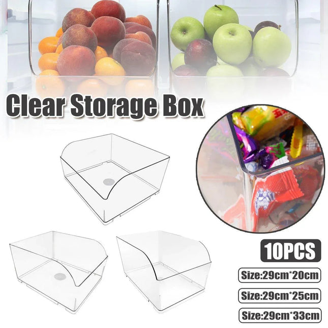 10PCS Clear Plastic Storage Box Set Food Supermarket Display Organizer Container - L