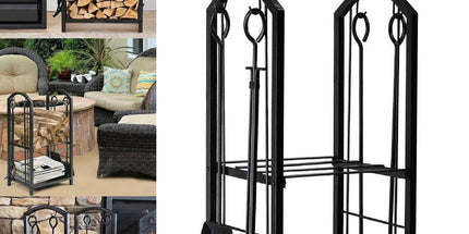 5-Piece Firewood Storage Rack and Fireplace Tool Set Tyack eCommerce Solutions