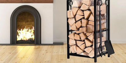 5-Piece Firewood Storage Rack and Fireplace Tool Set Tyack eCommerce Solutions