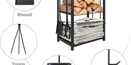 5-Piece Firewood Storage Rack and Fireplace Tool Set Tyack eCommerce Solutions