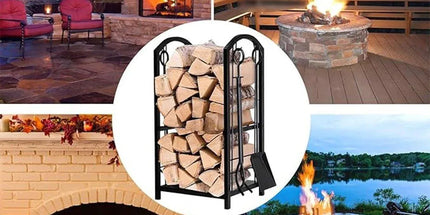 5-Piece Firewood Storage Rack and Fireplace Tool Set Tyack eCommerce Solutions