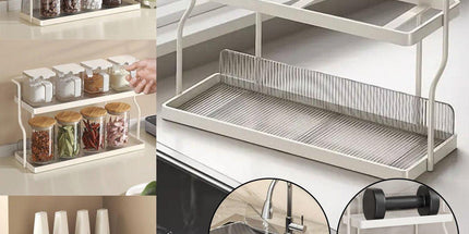 2 Tier Shelf Kitchen Storage Rack Organizer for Home and Countertop Organization