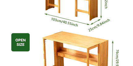 Foldable Student Desk Computer Table Space Saving Bamboo for Bedroom Study Use