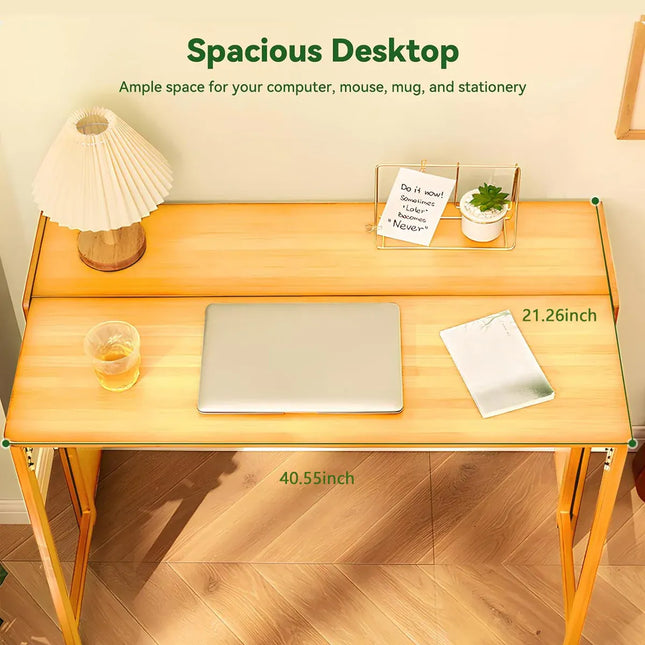 Foldable Student Desk Computer Table Space Saving Bamboo for Bedroom Study Use