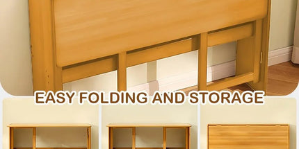 Foldable Student Desk Computer Table Space Saving Bamboo for Bedroom Study Use