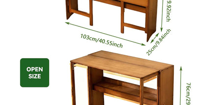 Bamboo Folding Student Desk Study Table Space Saving Storage
