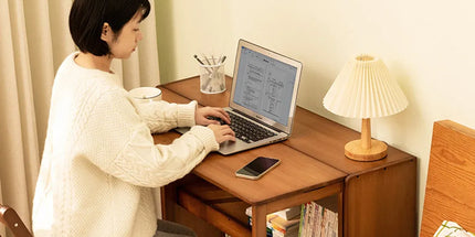 Bamboo Folding Student Desk Study Table Space Saving Storage