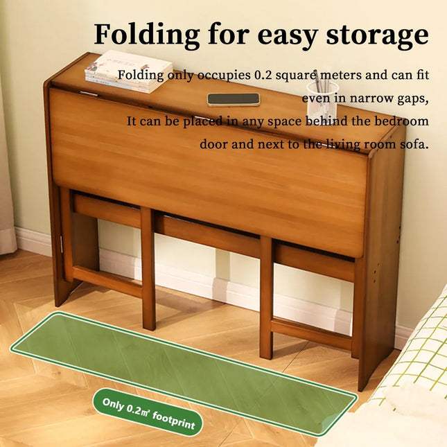 Bamboo Folding Student Desk Study Table Space Saving Storage
