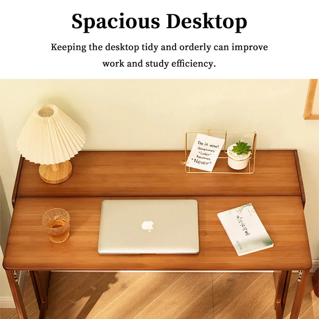 Bamboo Folding Student Desk Study Table Space Saving Storage