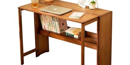 Bamboo Folding Student Desk Study Table Space Saving Storage