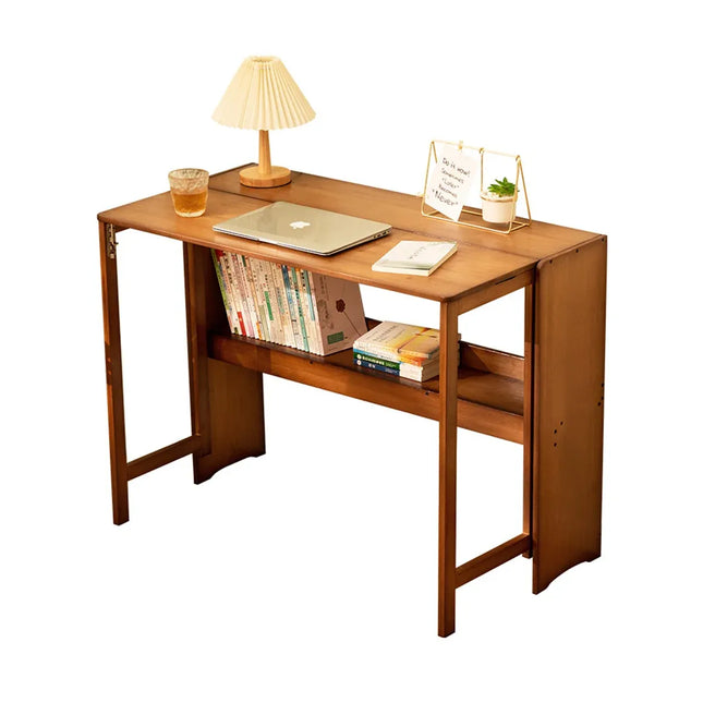 Bamboo Folding Student Desk Study Table Space Saving Storage