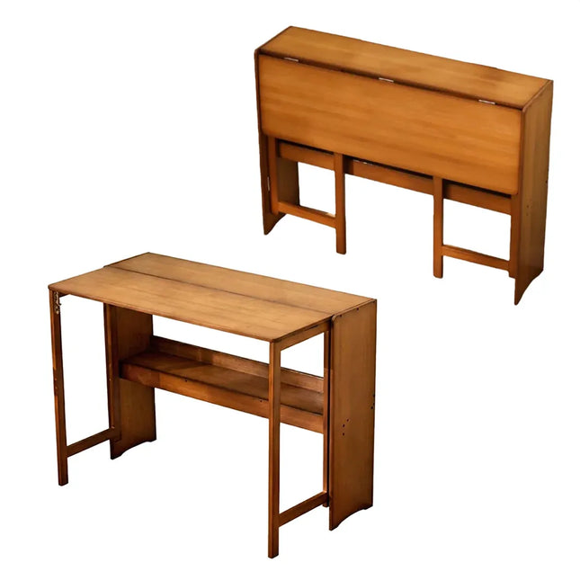 Bamboo Folding Student Desk Study Table Space Saving Storage