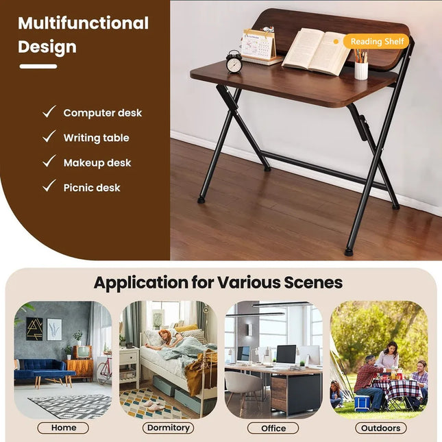Portable Folding Desk Table X-Shaped Stable for Home Office Study