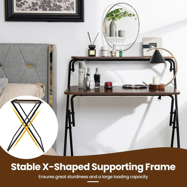 Portable Folding Desk Table X-Shaped Stable for Home Office Study