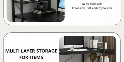 Minimalist Home Computer Desk with Shelves Study Workstation