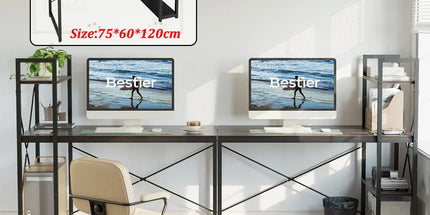 Minimalist Home Computer Desk with Shelves Study Workstation