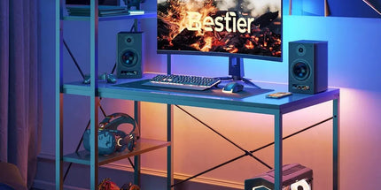 Minimalist Home Computer Desk with Shelves Study Workstation