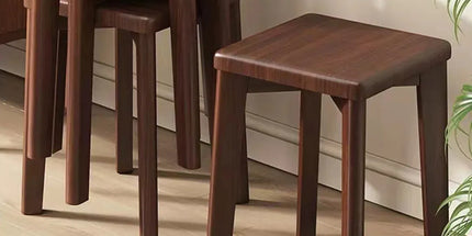 Wooden Square Bench Stool 30 x 30 x 43cm Rounded Design Garden Patio Home
