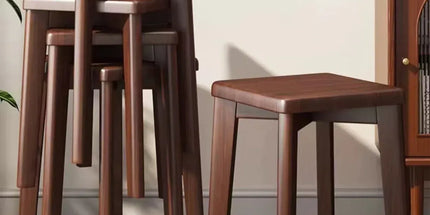 Wooden Square Bench Stool 30 x 30 x 43cm Rounded Design Garden Patio Home