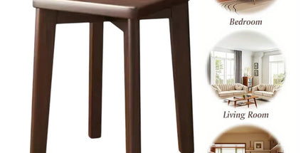 Wooden Square Bench Stool 30 x 30 x 43cm Rounded Design Garden Patio Home