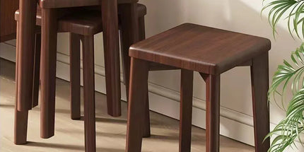 Wooden Square Bench Stool 30 x 30 x 43cm Rounded Design Garden Patio Home