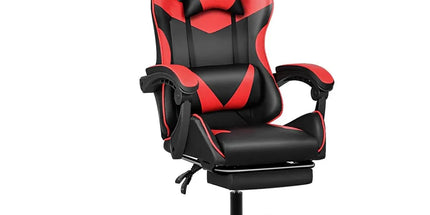 Black and Red Gaming Chair with Footrest and Lumbar Support Tyack eCommerce Solutions