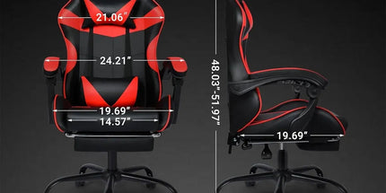 Black and Red Gaming Chair with Footrest and Lumbar Support Tyack eCommerce Solutions