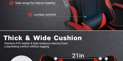 Black and Red Gaming Chair with Footrest and Lumbar Support Tyack eCommerce Solutions