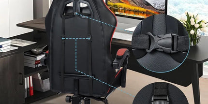 Black and Red Gaming Chair with Footrest and Lumbar Support Tyack eCommerce Solutions