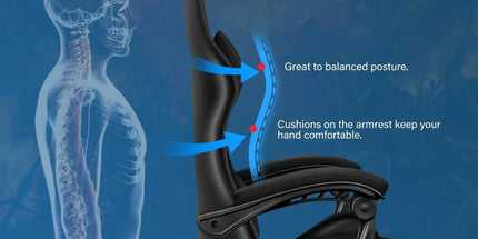 Black and White Gaming Chair with Footrest and Lumbar Support Tyack eCommerce Solutions