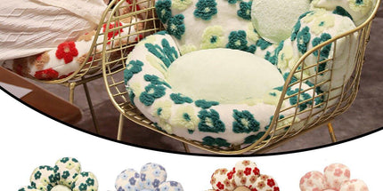 Cute Soft Seat Cushion Flower Shaped Lazy Sofa Pad for Office Chairs and Home Use - Green
