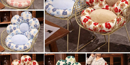 Cute Soft Seat Cushion Flower Shaped Lazy Sofa Pad for Office Chairs and Home Use - Red