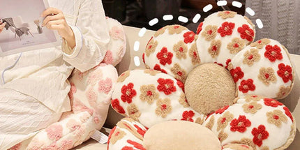 Cute Soft Seat Cushion Flower Shaped Lazy Sofa Pad for Office Chairs and Home Use - Red