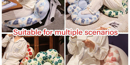 Cute Soft Seat Cushion Flower Shaped Lazy Sofa Pad for Office Chairs and Home Use - Red
