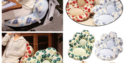 Cute Soft Seat Cushion Flower Shaped Lazy Sofa Pad for Office Chairs and Home Use - Red