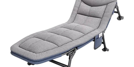 Folding Bed Single Model Dark Grey For Office Nap Camping Travel Midday Rest Use