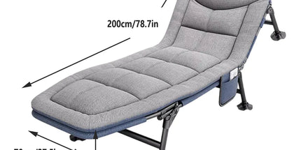 Folding Bed Single Model Dark Grey For Office Nap Camping Travel Midday Rest Use