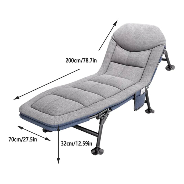 Folding Bed Single Model Dark Grey For Office Nap Camping Travel Midday Rest Use