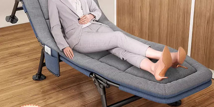 Folding Bed Single Model Dark Grey For Office Nap Camping Travel Midday Rest Use