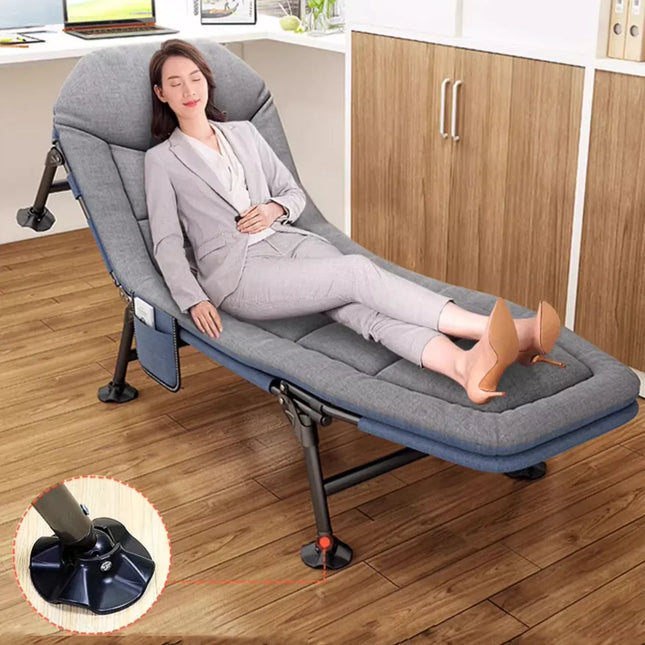Folding Bed Single Model Dark Grey For Office Nap Camping Travel Midday Rest Use