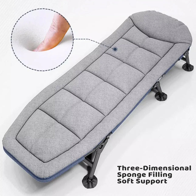 Folding Bed Single Model Dark Grey For Office Nap Camping Travel Midday Rest Use