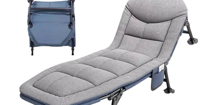 Folding Bed Single Model Dark Grey For Office Nap Camping Travel Midday Rest Use