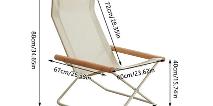 Folding Camping Chair with Solid Wood Armrests Carbon Steel Frame - Green