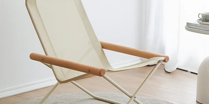 Folding Camping Chair with Solid Wood Armrests Carbon Steel Frame - Green
