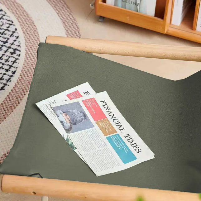 Folding Camping Chair with Solid Wood Armrests Carbon Steel Frame - Green