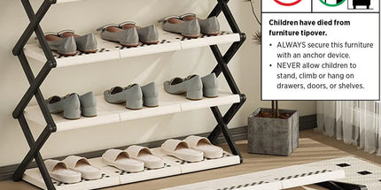 5 Tier Folding Shoe Rack Simple Shoe Storage Organizer for Home and Closet Use