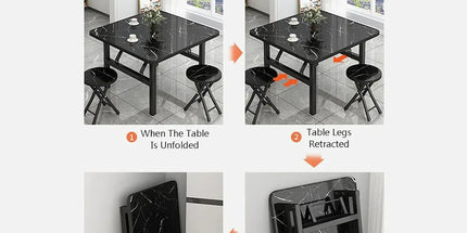 Folding Square Table Space Saving Durable for Home Office Balcony